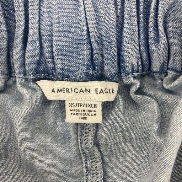 American Eagle Women's Denim Paperbag Pants Size XS Light Wash 100% Cotton - Picture 4 of 10